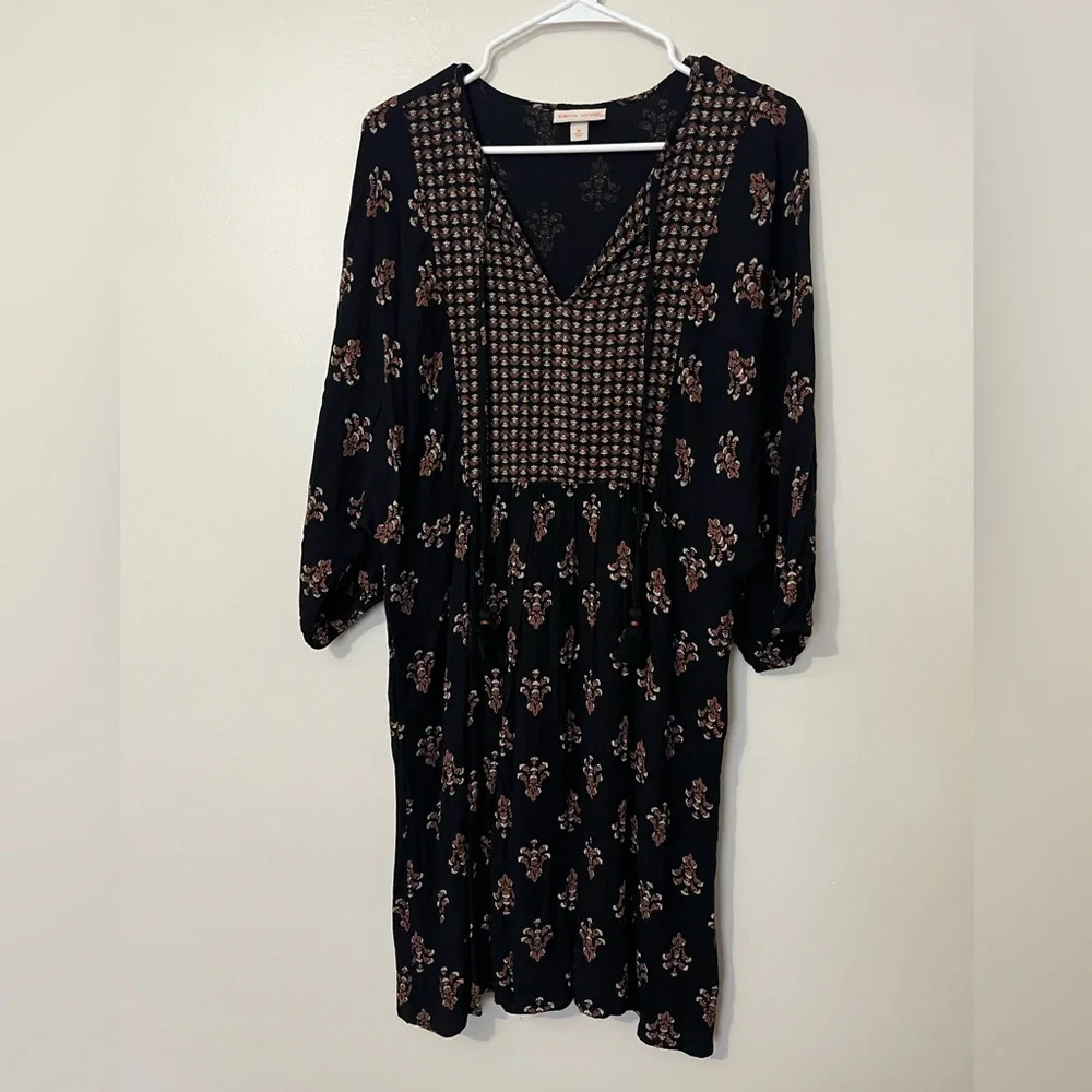 Knox Rose Boho Patterned Long Sleeve Dress - Picture 1 of 6